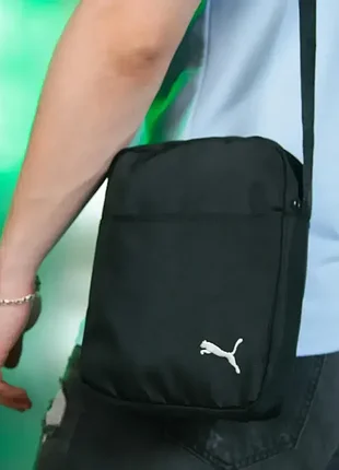 Мужская черная сумка через плечо спорт puma борсетка пума 2