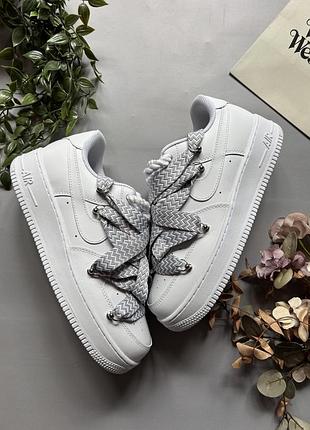 Nike air force custom lanvin laces grey white