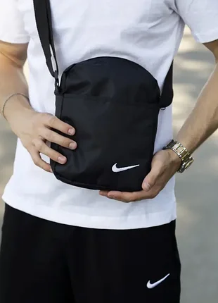 Чоловіча чорна сумка через плече спорт nike барсетка найк 2