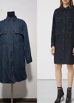 All saints рубашка-платье из тёмного денима xs/160/76 cm.