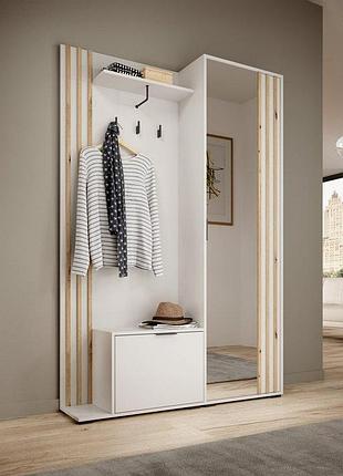 Передпокій з дзеркалом perfect home неллі / nelly 2-дверний білий/дуб артизан (pfh-091303)