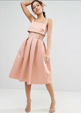 Сукня міді пудрового кольору asos р.s/m