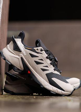 Р.41-46 кроссовки salomon supercross 4 gore-tex beige black sl037