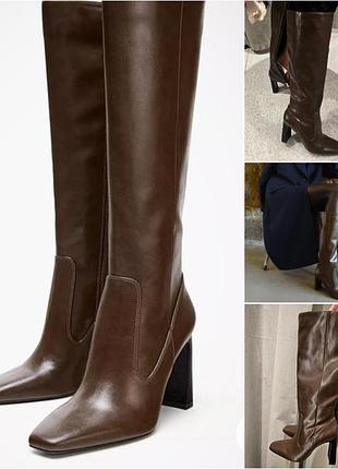 Высокие сапоги zara, на каблуке.