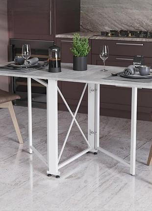 Стол-книжка трансформер орион 2 ferrum-decor 750x1520x730 белый металл дсп бетон 16 мм (frd-104596)