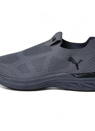Puma gray black мокасины серые с черным