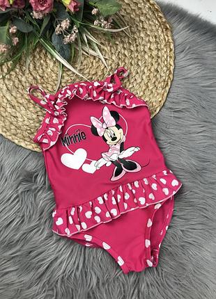 Яскравий суцільний купальник з мінні 1 - 1,5 роки minnie mouse