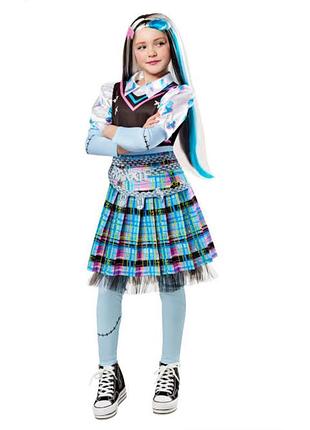 Дитячий карнавальний костюм френкі штайн із популярної серії monster high монстер хай комплект сукня лосіни пояс плаття легінси на 9-10 років