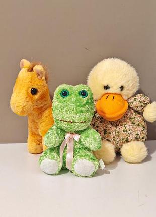 Лот игрушки мягкие зверята, лошадь, утка и лягушка