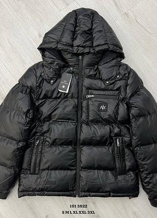 Пуховик зимовий чоловічий чорний armani exchange! пуховик зимний мужской чёрный armani! куртка мужская зимняя! размеры s-3xl!