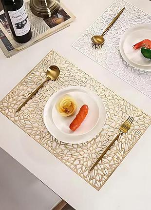 Сервировочная салфетка под горячее коврик сервировочный золотистый, 45×30см, набор 2шт 4