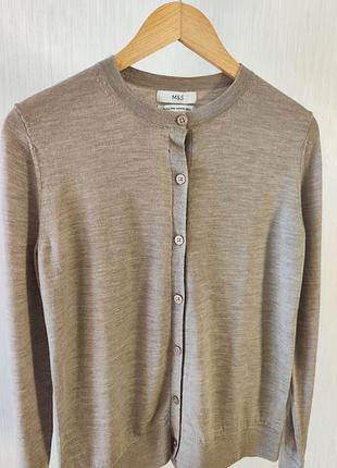 Кардиган m&amp;s extra fine merino wool, бежевий 2