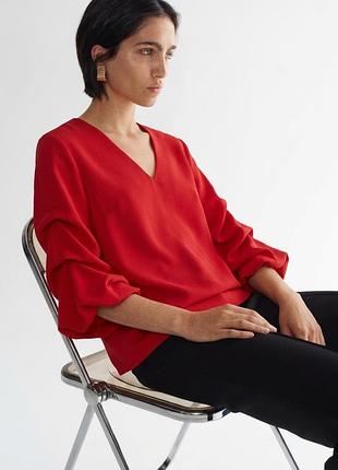 Красная блуза с объемными рукавами h&amp;m