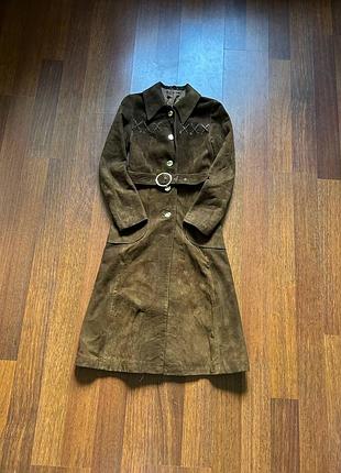 Жіночий плащ пальто vintage leather шкіряний б у