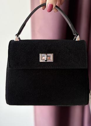 Сумка натуральна замша чорна замшева valetta collection