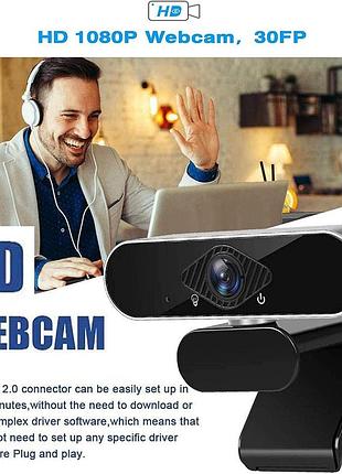Веб-камера usb full hd 1920x1080p с микрофоном для онлайн обучения, работы и общения