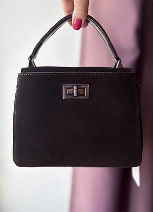 Сумка натуральна італійська замша шоколад чорна нікель коричнева valetta collection замшева натуральна