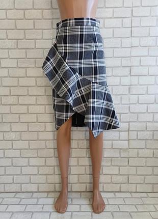 Новая фирменная river island юбка миди на запах в стильную клетку, размер хс-с