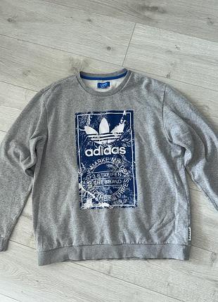 Кофта сіра чоловіча світшот adidas оригінальний оверсайз адідас
