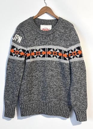 Светр вінтажний superdry кофта свитер чоловічий теплий сірий
