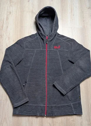 Флисовая кофта jack wolfskin nanuk 300 с капюшоном, серая, бирка m