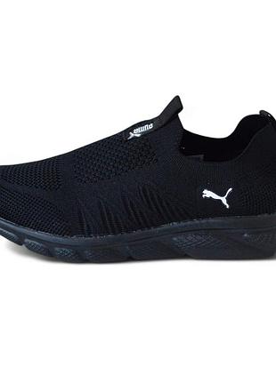 Puma black мокасины черные