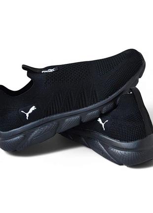 Puma black мокасины черные 2