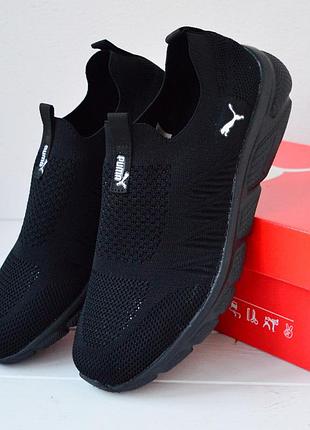Puma black мокасины черные 3