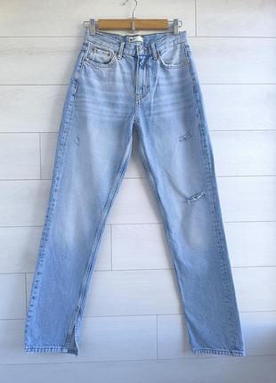 Джинси прямі щільні з розрізами gina tricot eur 36 р. uk 8 р. straight/висока посадка/блакитні