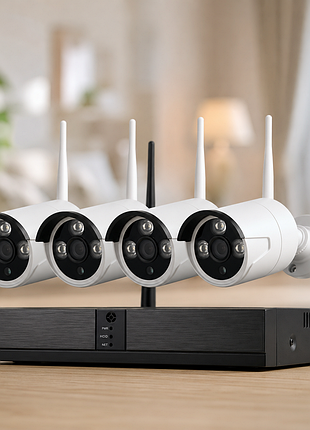 Комплект відеоспостереження бездротової full hd wi-fi на 4 камери з реєстратором