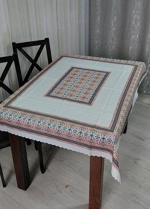 Скатерть турецкая 150х220 см на кухонный стол новая прямоугольная полиэстер 100% практичная с орнаментом водостойкая качественная ухоженная