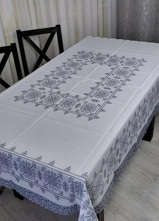Скатерть турецкая 150х220 см на кухонный стол новая прямоугольная полиэстер 100% практичная с орнаментом водостойкая качественная ухоженная