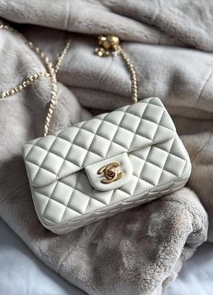 Chanel classic 1.55 small single flap in milk/gold