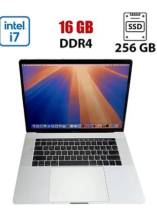 Ноутбук б-клас macbook pro 15 silver 2018 / 15.4" (2880x1800) ips / intel core i7-8750h (6 (12) ядер по 2.2 - 4.1 ghz) / 16 gb