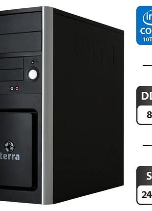 Комп'ютер terra tower / intel core i5-10400 (6 (12) ядер по 2.9 - 4.3 ghz) / 8 gb ddr4 / 240 gb ssd / intel uhd graphics 630