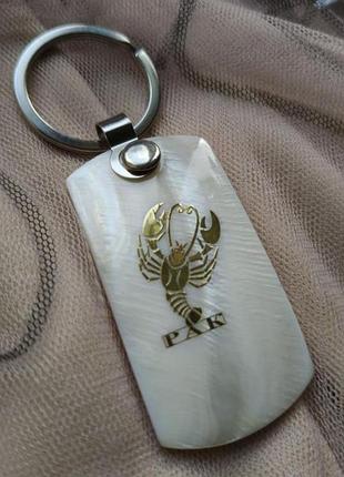 Брелок перламутр рак, знак зодиака, животные, натуральный камень