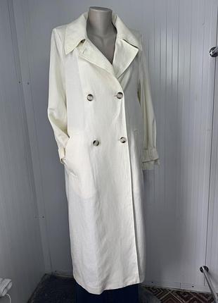 Стильний лляний тренч максі від h&m (linen blend)