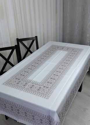 Скатерть турецкая 150х220 см на кухонный стол новая прямоугольная полиэстер 100% практичная с орнаментом водостойкая качественная ухоженная