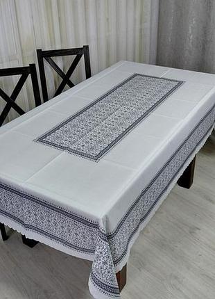 Скатерть турецкая 150х220 см на кухонный стол новая прямоугольная полиэстер 100% практичная с орнаментом водостойкая качественная ухоженная