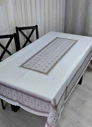 Скатерть турецкая 150х220 см на кухонный стол новая прямоугольная полиэстер 100% практичная с орнаментом водостойкая качественная ухоженная
