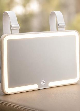 Зеркало с подсветкой hb-5 / зеркало прямоугольное с led подсветкой на козырек автомобиля с аккумулятором / зеркало зеркало для