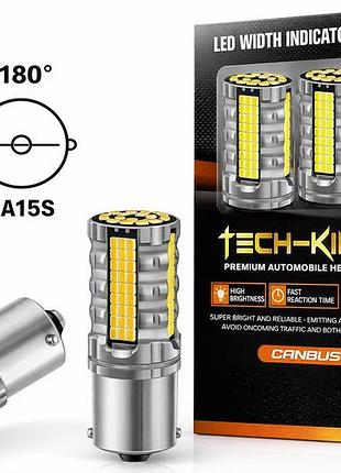 Комплект led ламп p21w ba15s 1156 22w 12-24v canbus желтые - в поворотники (2-шт)