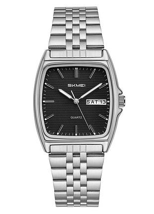 Женские часы skmei 2628sibk silver-black с кварцевым механизмом и металлическим браслетом