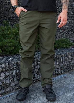 Штани утеплені softshell comfort олива