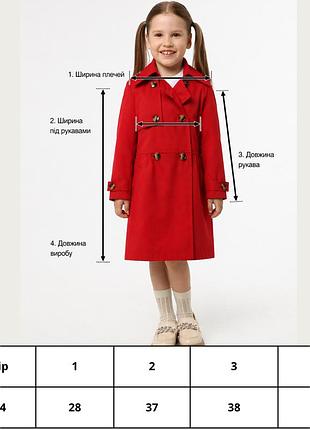 Детский тренч для девочки, красный 98–104 2