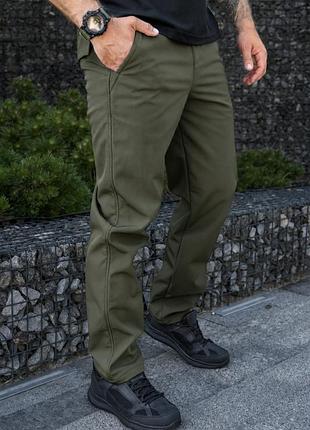 Штани утеплені softshell comfort олива 2