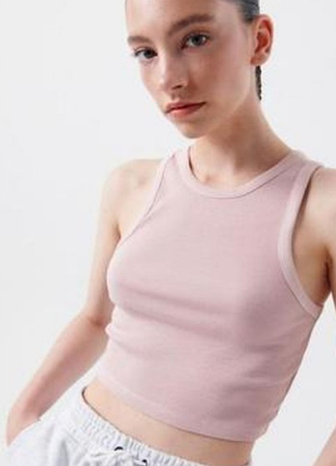 Блідо рожевий спортивний топ у рубчик h&amp;m p.s