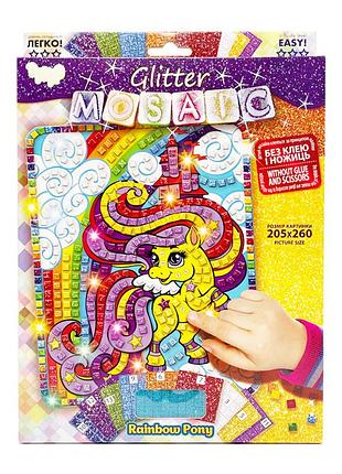 Креативна творчість "блискуча мозаїка: rainbow pony" бм-02-04, 20.6х26 см