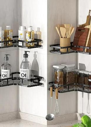 Угловая полка для ванной комнаты из нержавеющей стали corner shower caddy черного цвета top shop ua_