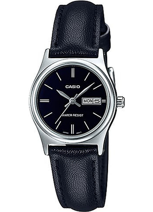 Casio ltp-v006l-1b2udf — женские кварцевые часы, черный циферблат, кожаный ремешок, wr 30 м